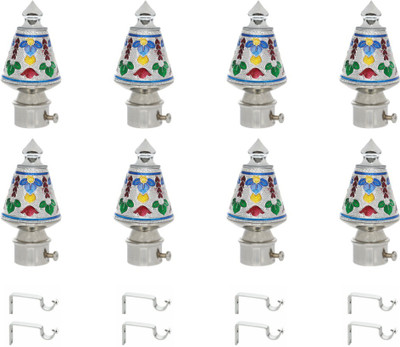 RKOING Silver Curtain Knobs, Rod Rail Bracket Metal(Pack of 8)