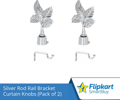 Flipkart SmartBuy Silver Curtain Knobs, Rod Rail Bracket Metal