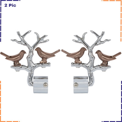 ZAPEX Silver Curtain Knobs, Rod Rail Bracket Metal(Pack of 2)