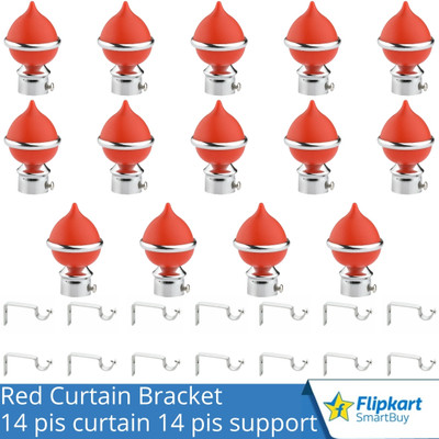 Flipkart SmartBuy Red Curtain Knobs, Rod Rail Bracket Metal(Pack of 14)