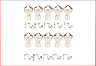 ZELOXA Silver Curtain Knobs, Rod Rail Bracket, Curtain Hooks, Curtain Rings, Tieback Hook Metal(Pack of 20)