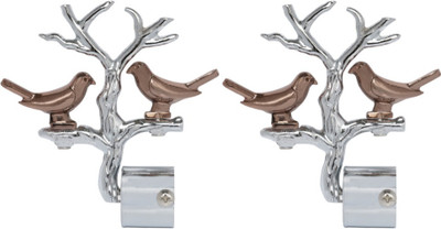 Inkart Silver Curtain Knobs, Rod Rail Bracket Metal(Pack of 2)
