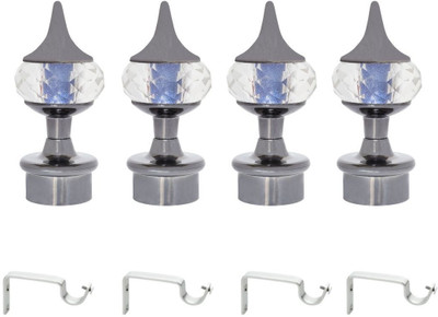 METZO Grey Rod Rail Bracket, Curtain Knobs Metal(Pack of 4)