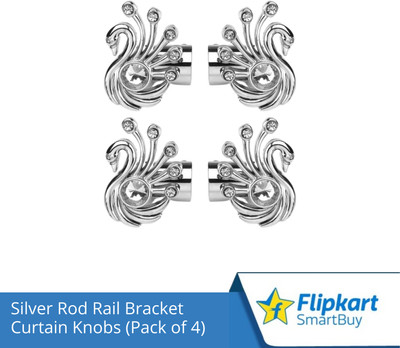Flipkart SmartBuy Silver Curtain Knobs, Rod Rail Bracket Metal(Pack of 4)