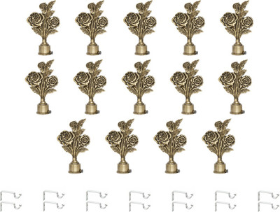 ZYREX Gold Curtain Knobs, Rod Rail Bracket Metal(Pack of 14)