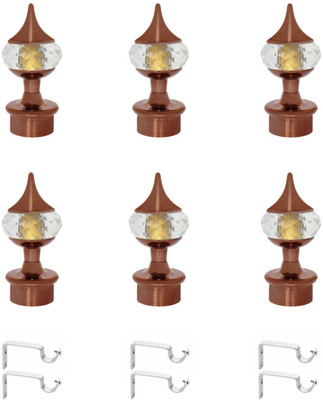 METZO Beige Rod Rail Bracket, Curtain Knobs Metal(Pack of 6)