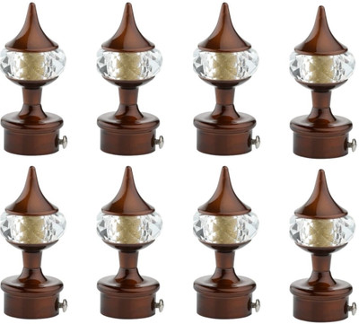 ZYREX Brown Curtain Knobs, Rod Rail Bracket Metal(Pack of 8)