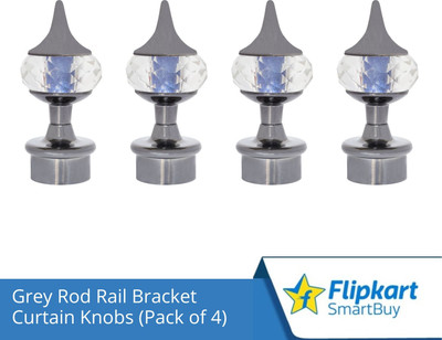 Flipkart SmartBuy Grey Curtain Knobs, Rod Rail Bracket Metal(Pack of 4)