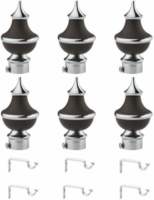 krina Silver, Black Rod Rail Bracket, Curtain Knobs Metal(Pack of 12)