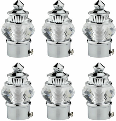 RKOING Silver Curtain Knobs, Rod Rail Bracket Metal(Pack of 6)