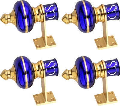 Ghar Sajaawat Blue Curtain Knobs, Rod Rail Bracket Metal(Pack of 4)