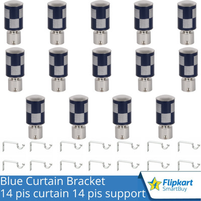 Flipkart SmartBuy Blue Curtain Knobs, Rod Rail Bracket Metal(Pack of 14)