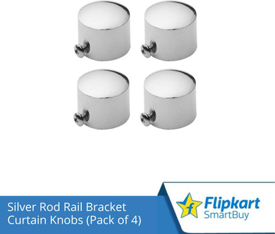 Flipkart SmartBuy Silver Curtain Knobs, Rod Rail Bracket Metal(Pack of 4)