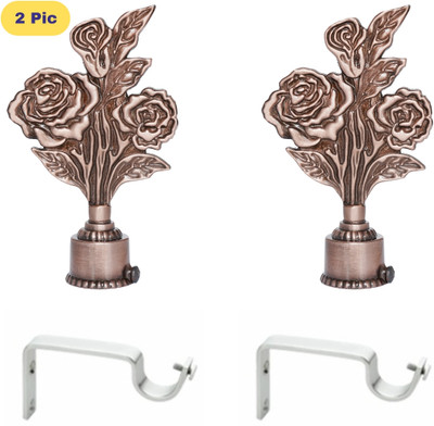 ZAPEX Brown Curtain Knobs, Rod Rail Bracket Metal(Pack of 2)