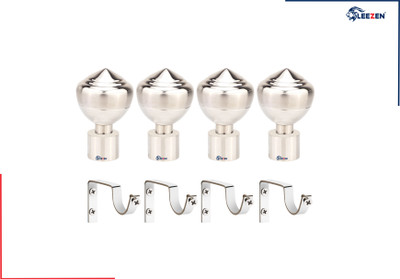 LEEZEN Architectural Hardware Silver Curtain Knobs, Curtain Hooks, Rod Rail Bracket, Curtain Rods Metal(Pack of 8)