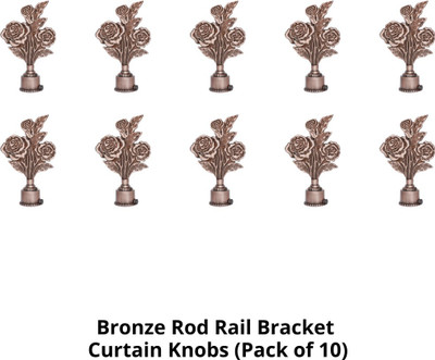 RKOING Brown Curtain Knobs, Rod Rail Bracket Metal(Pack of 10)