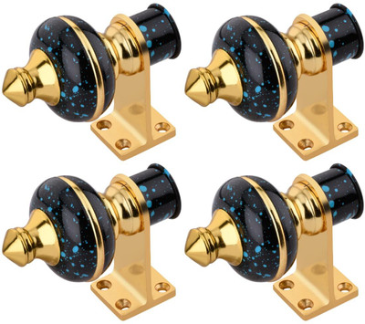 Decuds Light Blue Curtain Hooks, Curtain Knobs, Rod Rail Bracket Metal(Pack of 4)