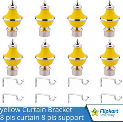 Flipkart SmartBuy Yellow Curtain Knobs, Rod Rail Bracket Metal(Pack of 8)