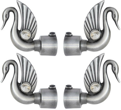 ZYREX Grey Curtain Knobs, Rod Rail Bracket Metal
