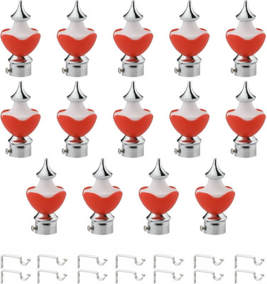 ZYREX Red Rod Rail Bracket, Curtain Knobs Metal(Pack of 14)
