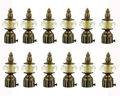Bzcarts Beige Curtain Knobs, Rod Rail Bracket, Curtain Hooks Metal(Pack of 6)