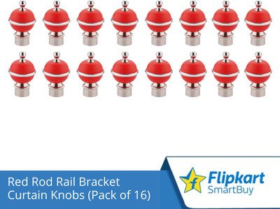 Flipkart SmartBuy Red Curtain Knobs, Rod Rail Bracket Metal(Pack of 16)