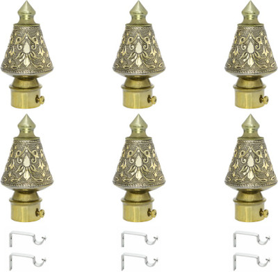 ZAPEX Gold Curtain Knobs, Rod Rail Bracket Metal(Pack of 6)