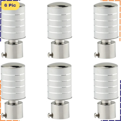 ZAPEX Silver Curtain Knobs, Rod Rail Bracket Metal(Pack of 6)