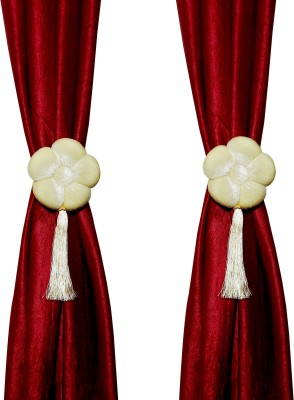 Eurokraft White Tieback Hook, Tassels, Trimming(Pack of 2)