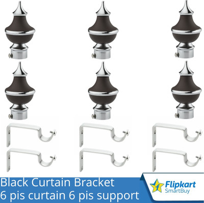Flipkart SmartBuy Brown Curtain Knobs, Rod Rail Bracket Metal(Pack of 6)