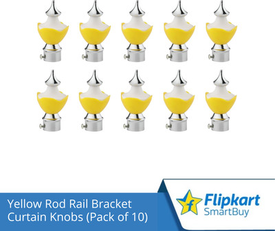 Flipkart SmartBuy Yellow Curtain Knobs, Rod Rail Bracket Metal(Pack of 10)