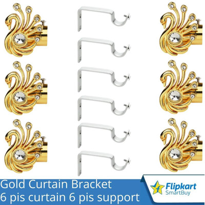 Flipkart SmartBuy Gold Curtain Knobs, Rod Rail Bracket Metal(Pack of 6)