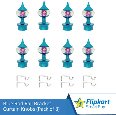 Flipkart SmartBuy Blue Curtain Knobs, Rod Rail Bracket Metal(Pack of 8)