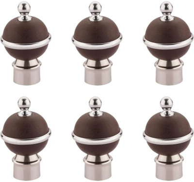 ZYREX Brown Rod Rail Bracket, Curtain Knobs Metal(Pack of 6)