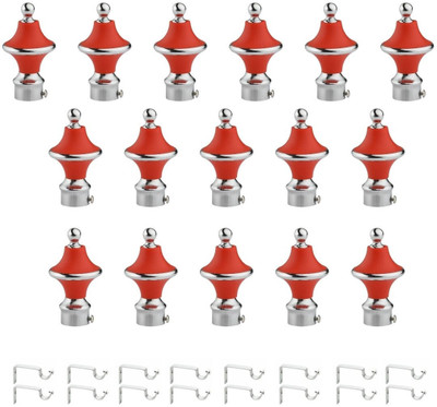 ZYREX Red Rod Rail Bracket, Curtain Knobs Metal(Pack of 16)