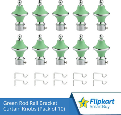 Flipkart SmartBuy Green Curtain Knobs, Rod Rail Bracket Metal(Pack of 10)