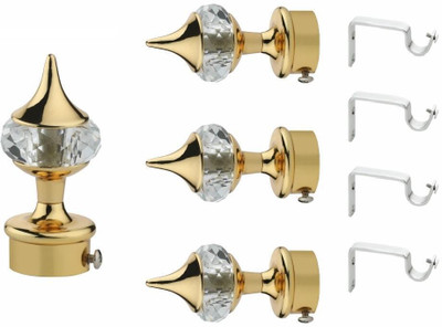 GLOXY Gold Curtain Knobs, Curtain Hooks, Rod Rail Bracket Metal(Pack of 4)