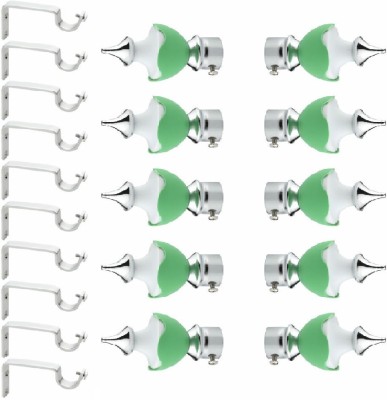 GRIVAN Silver, Green Rod Rail Bracket, Curtain Hooks, Curtain Knobs Metal(Pack of 10)