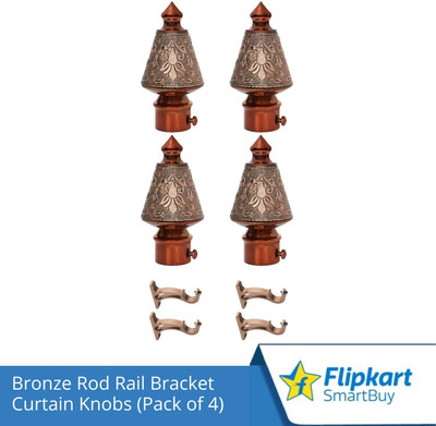 Flipkart SmartBuy Brown Curtain Knobs, Rod Rail Bracket Metal(Pack of 4)