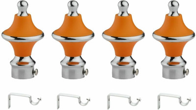 Inkart Orange Curtain Knobs, Rod Rail Bracket Metal(Pack of 8)