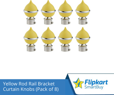 Flipkart SmartBuy Yellow Curtain Knobs, Rod Rail Bracket Metal(Pack of 8)