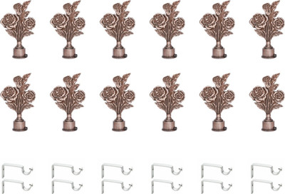 ZYREX Brown Curtain Knobs, Rod Rail Bracket Metal(Pack of 12)