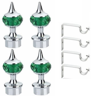 LEEZEN Architectural Hardware Silver, Green Rod Rail Bracket, Curtain Hooks, Curtain Rings, Tieback Hook Metal(Pack of 8)
