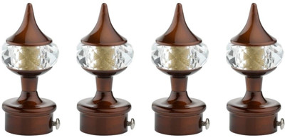 RKOING Brown Curtain Knobs, Rod Rail Bracket Metal(Pack of 4)