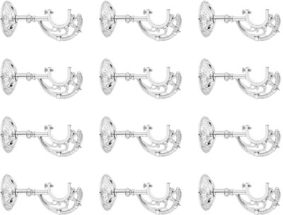 METZO Silver Rod Rail Bracket, Curtain Knobs Metal(Pack of 12)