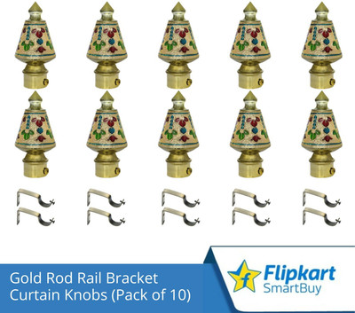Flipkart SmartBuy Multicolor Curtain Knobs, Rod Rail Bracket Metal(Pack of 10)