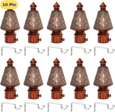ZAPEX Brown Curtain Knobs, Rod Rail Bracket Metal
