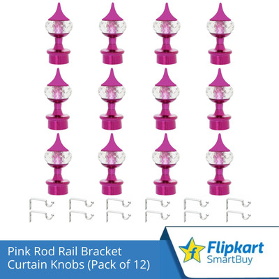 Flipkart SmartBuy Pink Curtain Knobs, Rod Rail Bracket Metal(Pack of 12)
