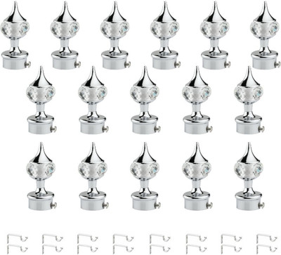 RKOING Silver Rod Rail Bracket, Curtain Knobs Metal(Pack of 16)