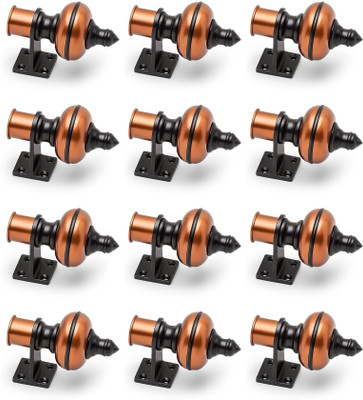 Ghazian Orange, Black Curtain Knobs, Rod Rail Bracket Metal(Pack of 12)